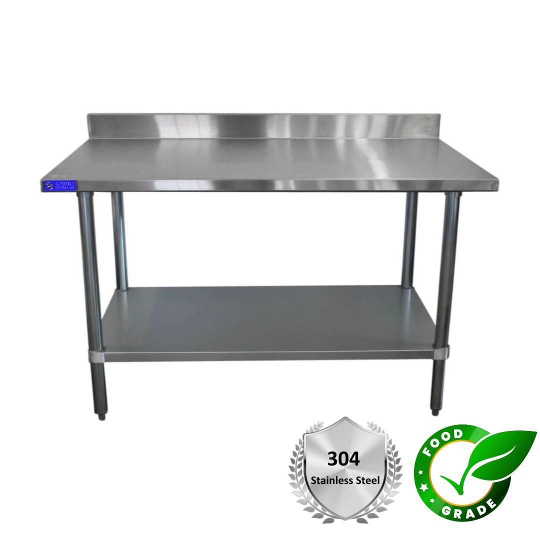 Stainless Steel Bench with Splashback 750mm x 1500mm - Image 3