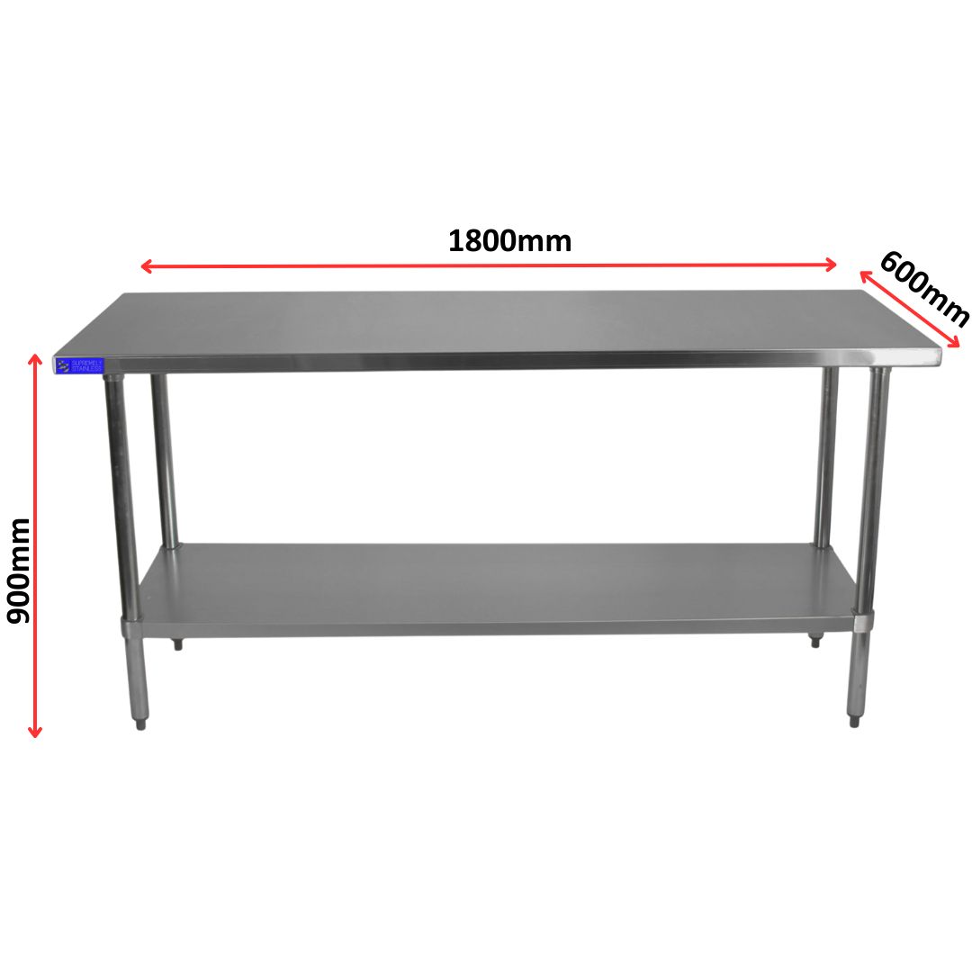 Stainless Steel Bench 600mm x 1800mm - Image 2