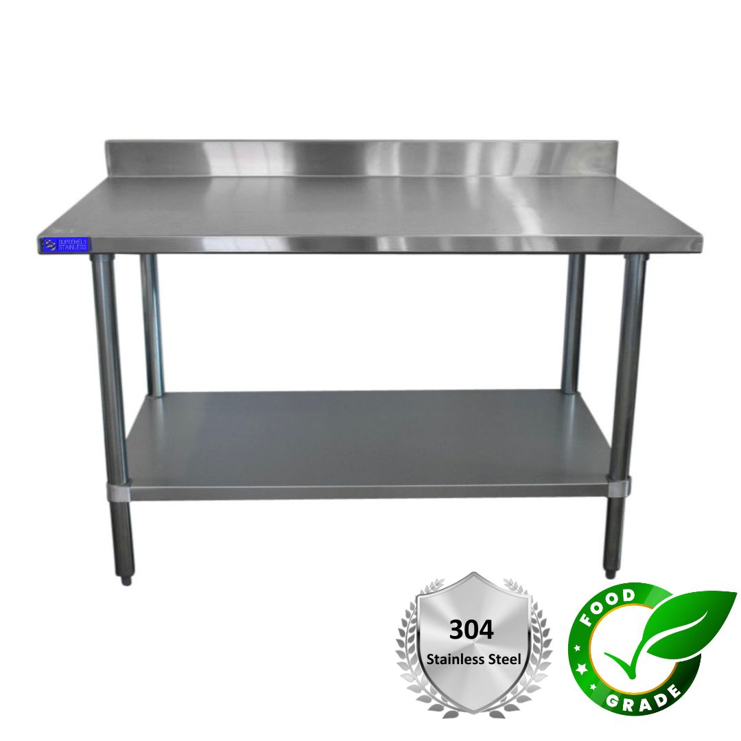 Stainless Steel Bench with Splashback 750mm x 1800mm - Image 3