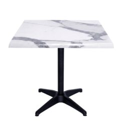 800mm square romeo (marble look) isotop table top with black roma base