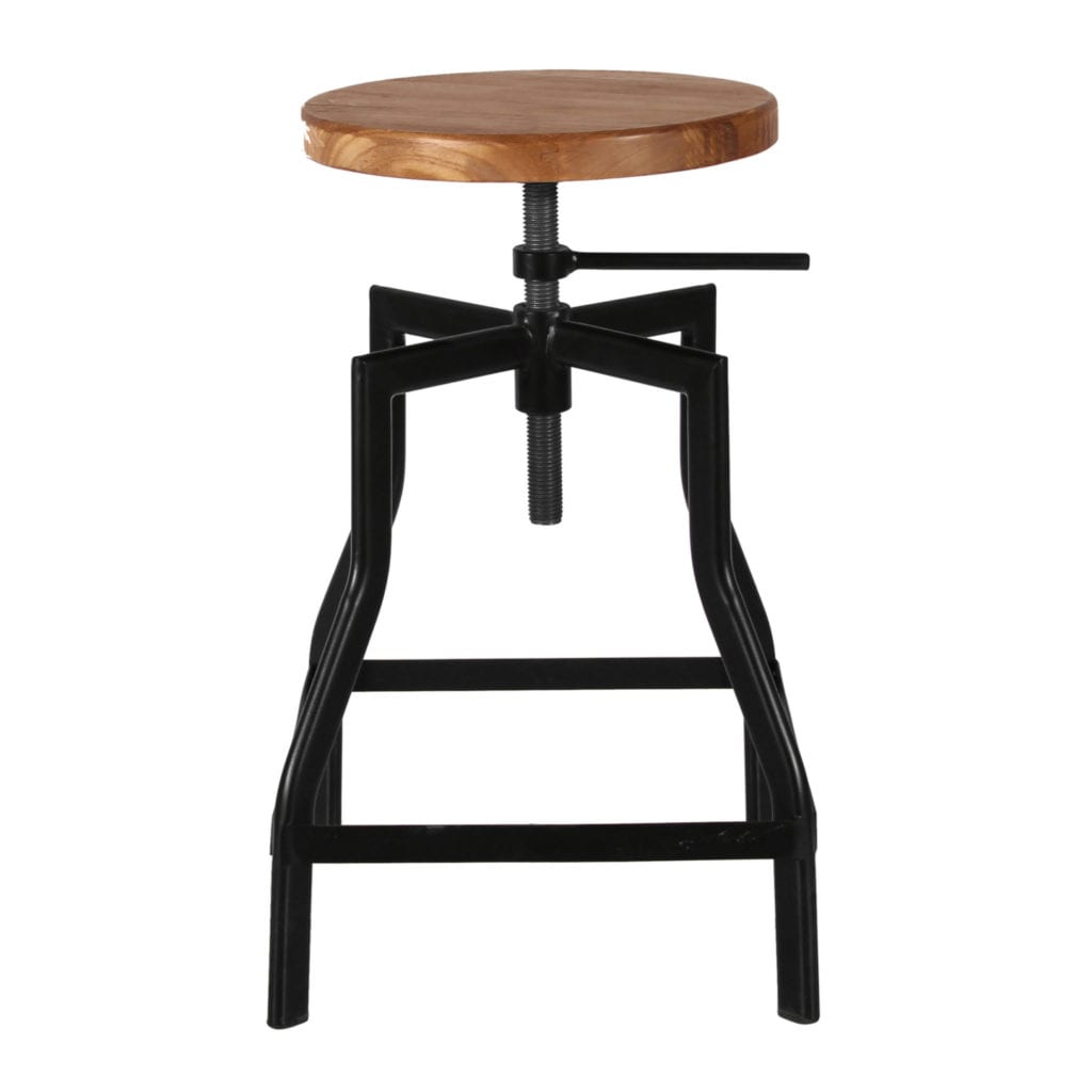 Small Detroit Adjustable Stool with Timber Seat in Matte Black - Image 3