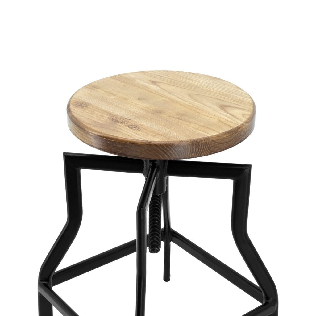 Small Detroit Adjustable Stool with Timber Seat in Matte Black - Image 4