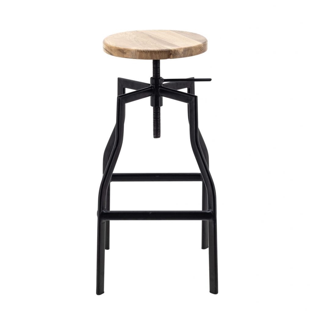 Tall Detroit Adjustable Stool with Timber Seat - Image 3