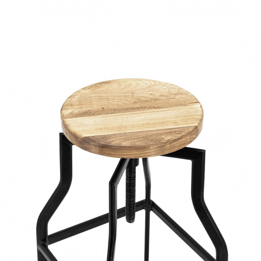 Tall Detroit Adjustable Stool with Timber Seat - Image 4