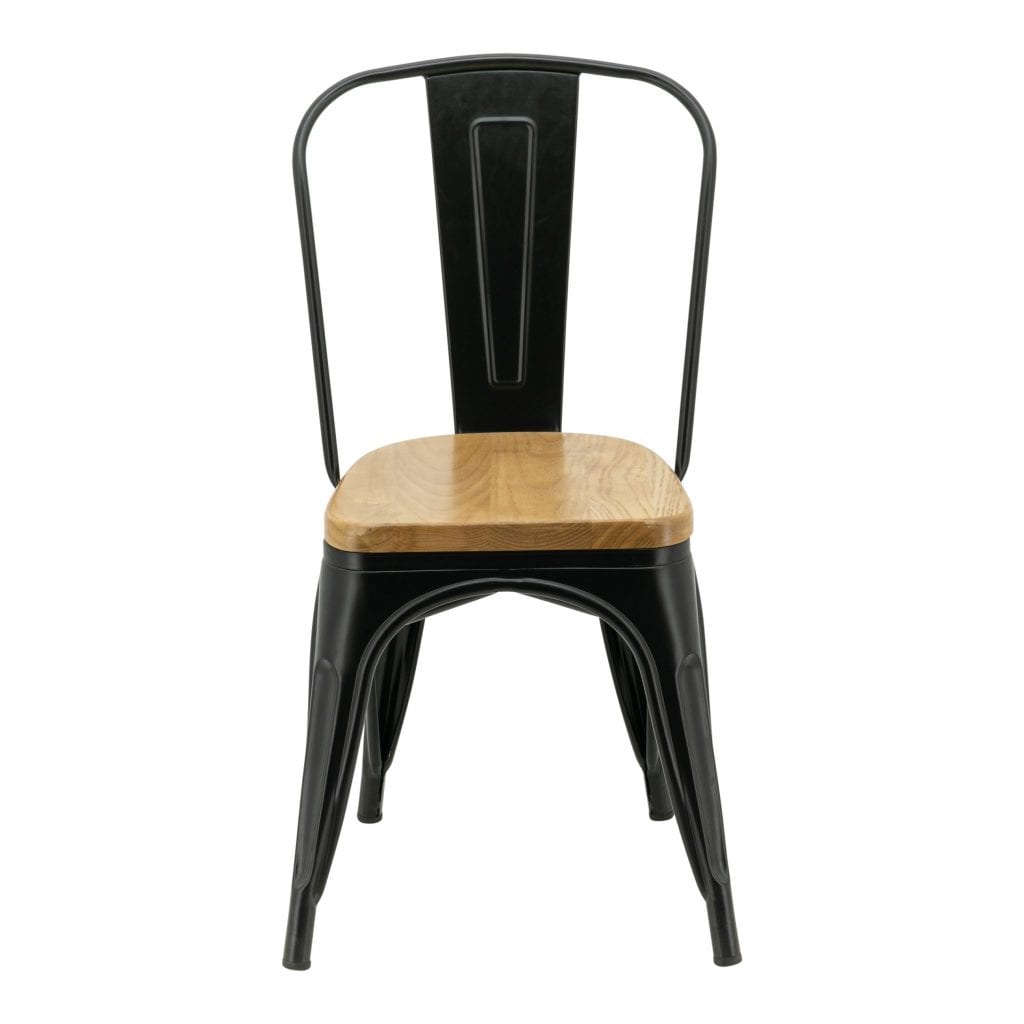 Replica Tolix Chair with Timber Seat in Matte Black - Image 3