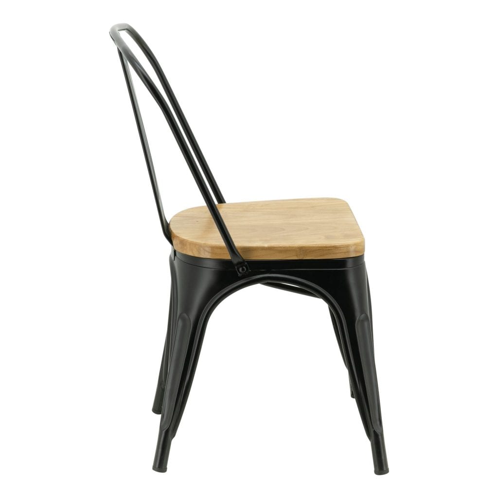 Replica Tolix Chair with Timber Seat in Matte Black - Image 4