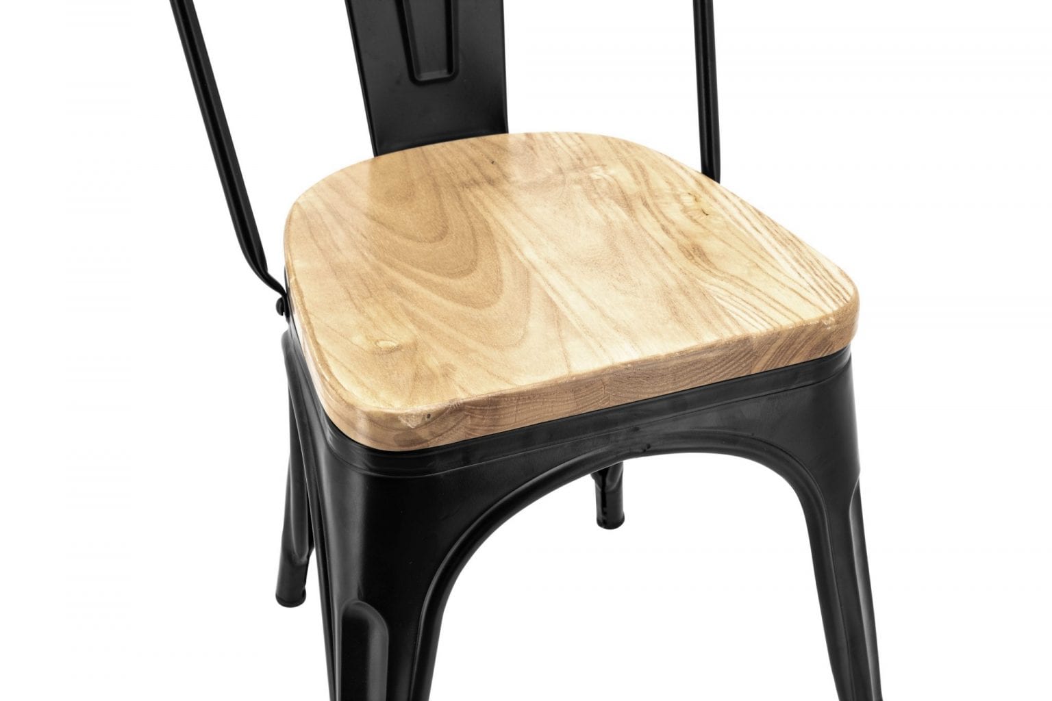 Replica Tolix Chair with Timber Seat in Matte Black - Image 5