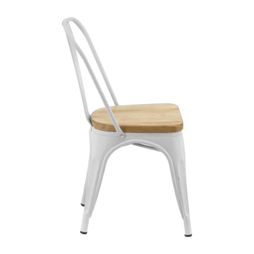 Replica Tolix Chair with Timber Seat in Matte White - Image 4