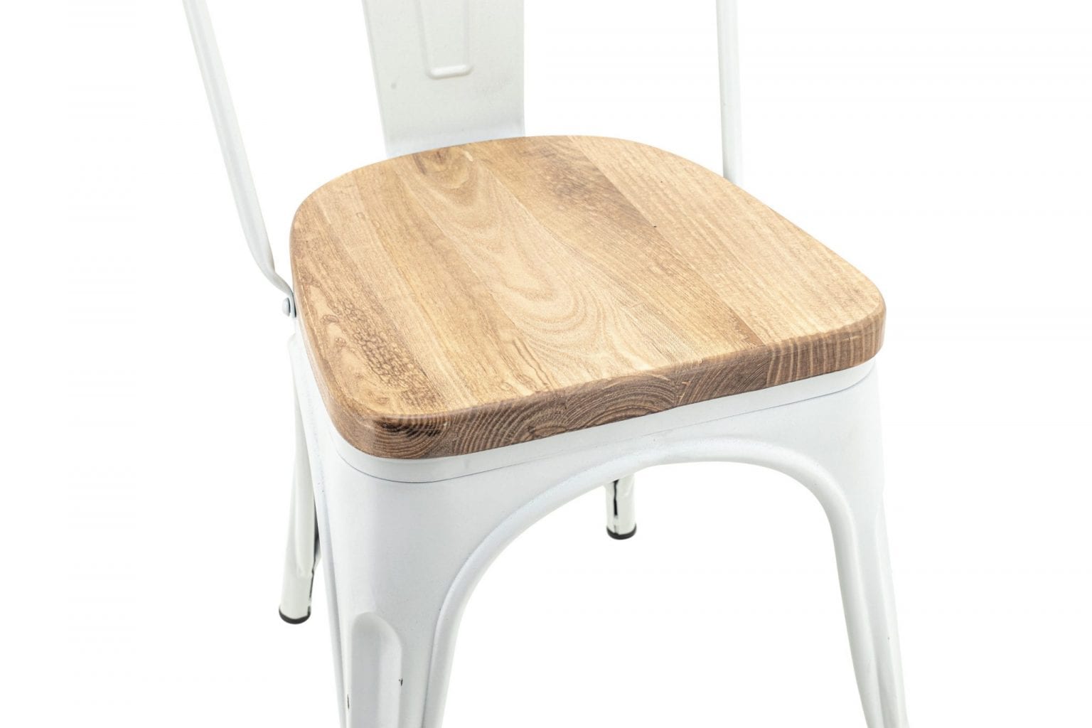 Replica Tolix Chair with Timber Seat in Matte White - Image 5