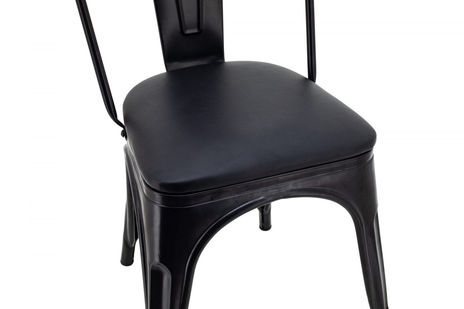 Replica Tolix Chair in Black with Black Cushioned Seat - Image 5
