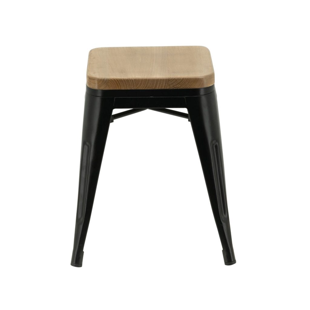 Small Replica Tolix Stool with Timber Seat in Matte Black - Image 3