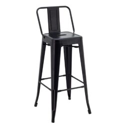 Tall Replica Tolix Stool with Back in Matte Black