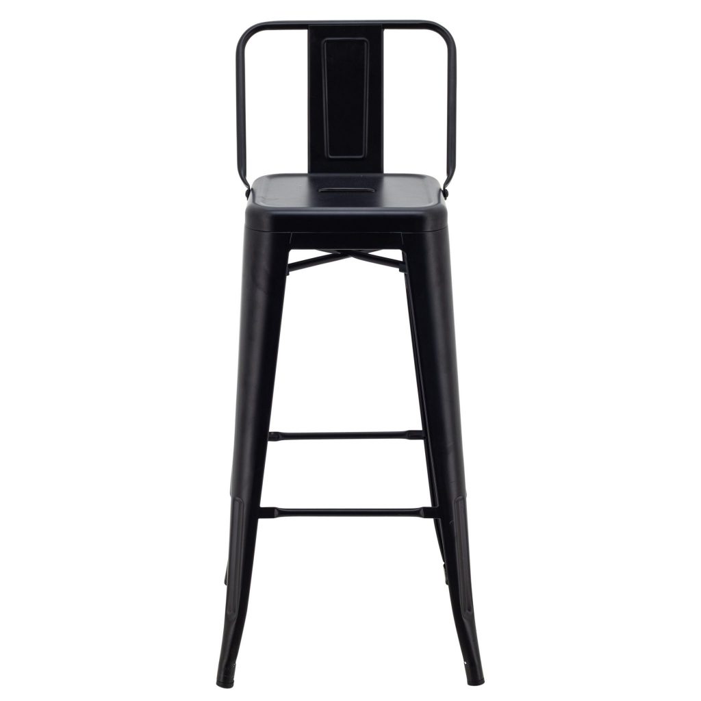 Tall Replica Tolix Stool with Back in Matte Black - Image 3