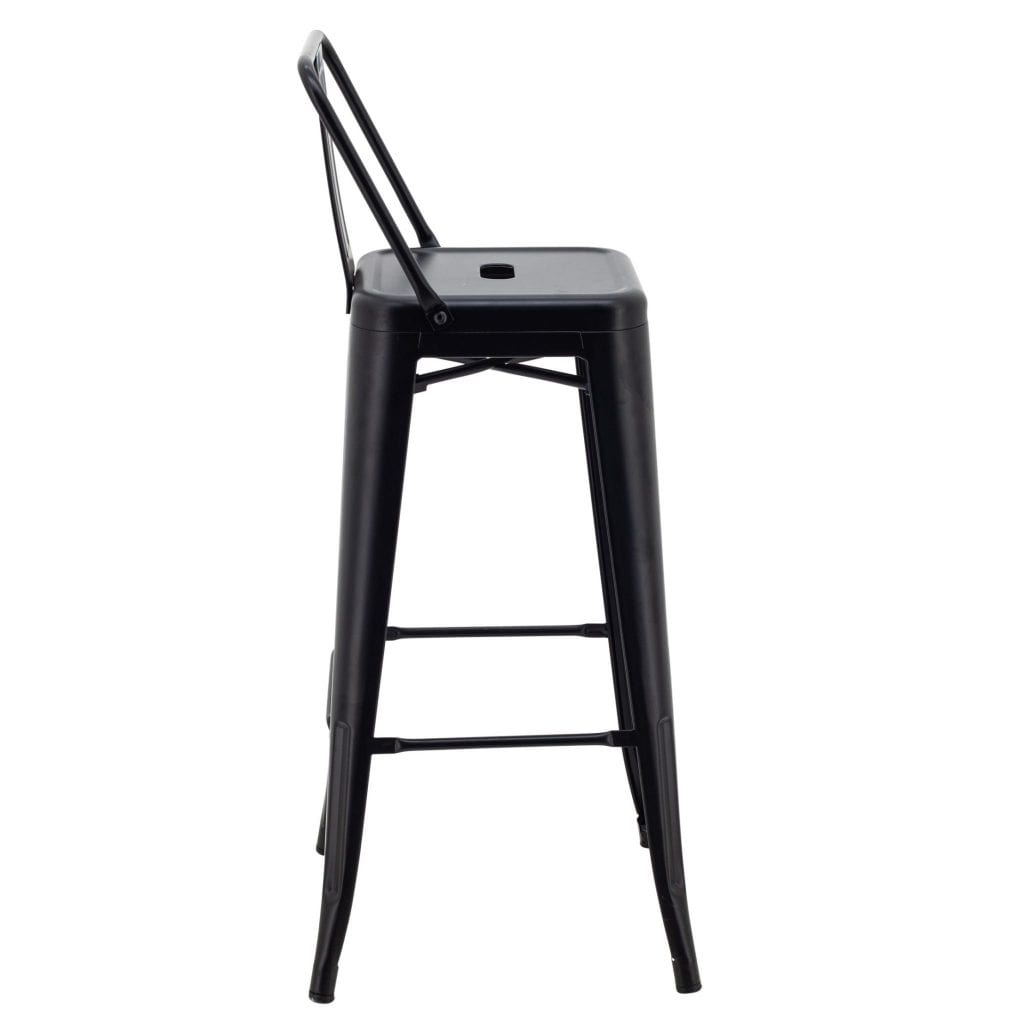 Tall Replica Tolix Stool with Back in Matte Black - Image 4