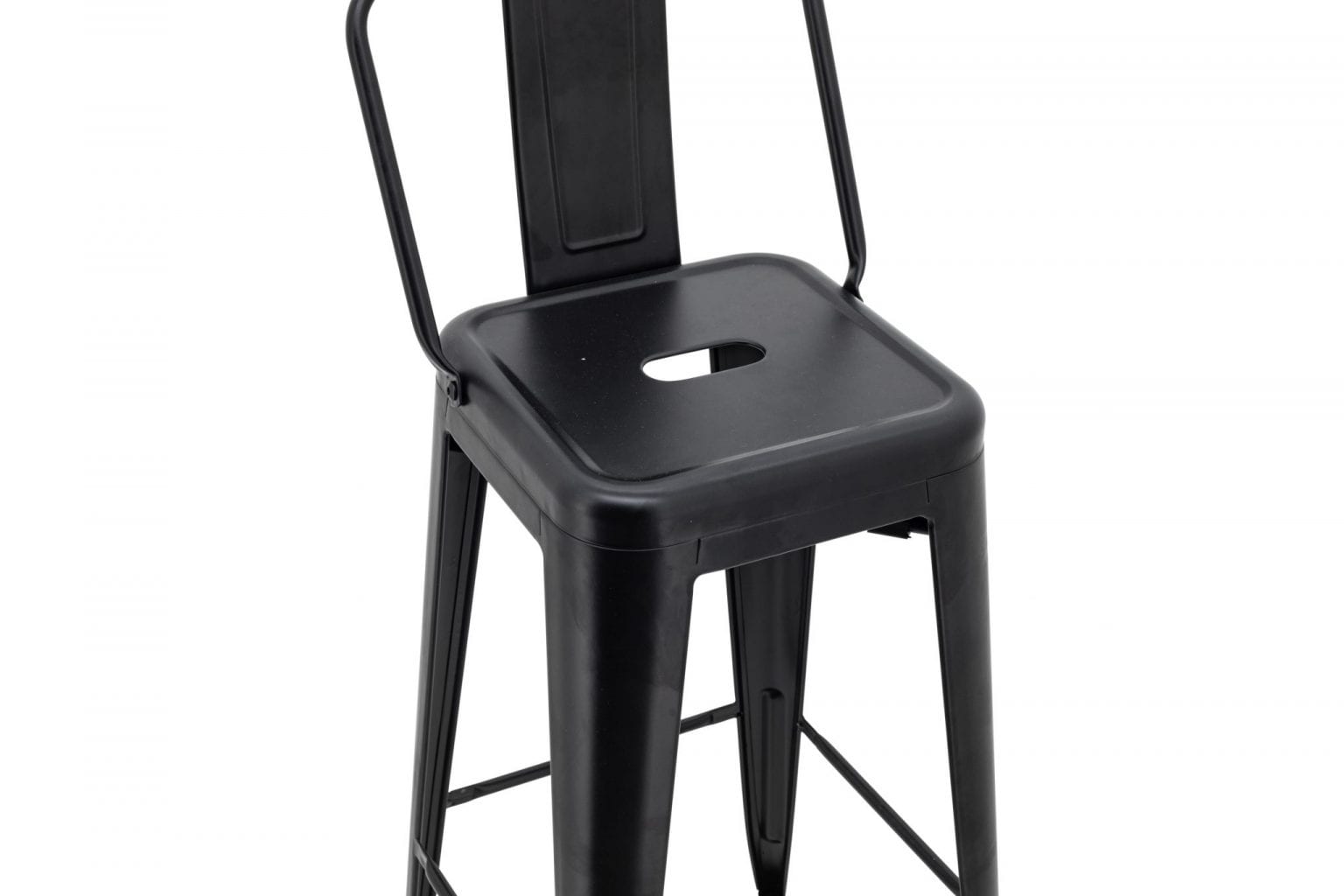 Tall Replica Tolix Stool with Back in Matte Black - Image 5