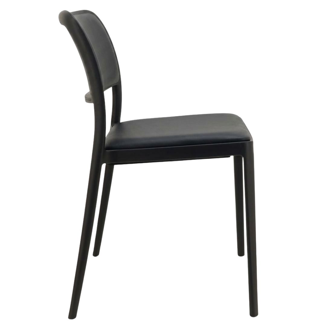 arabella waiting room chair with pu leather cushion in black