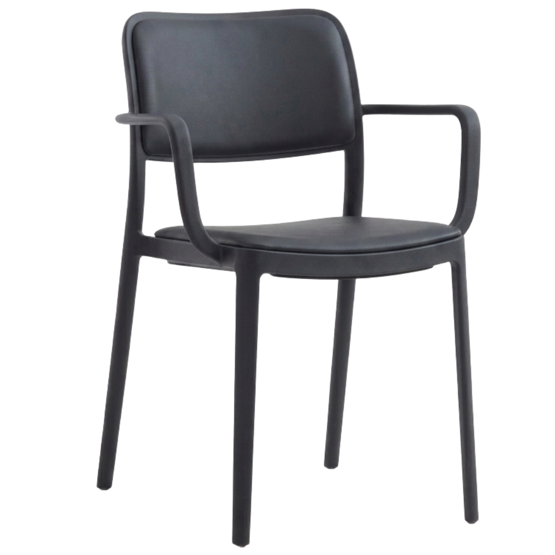 arabella waiting room chair with arms with pu cushion in black