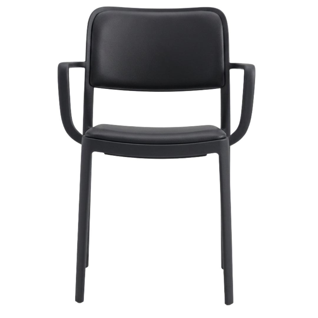 arabella waiting room chair with arms with pu cushion in black