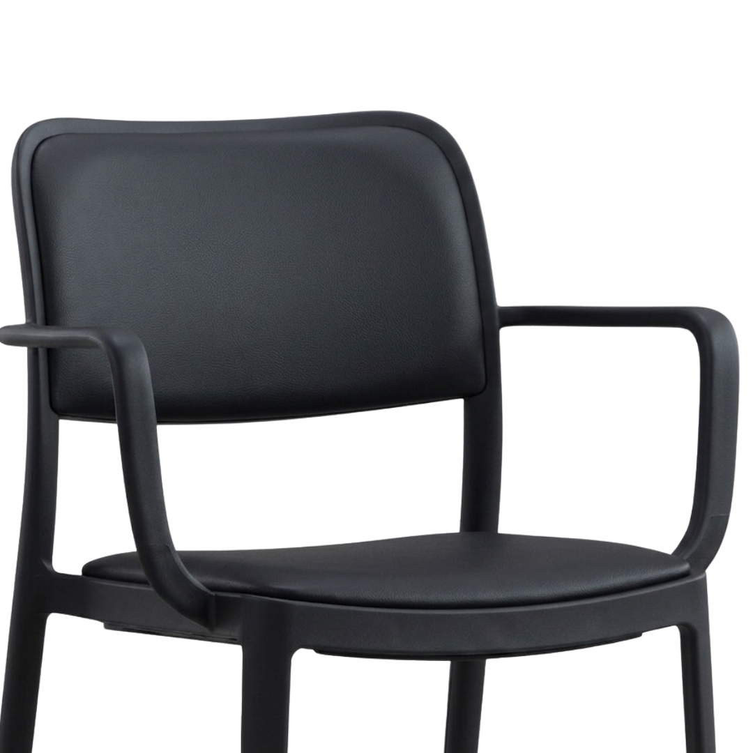 arabella waiting room chair with arms with pu cushion in black