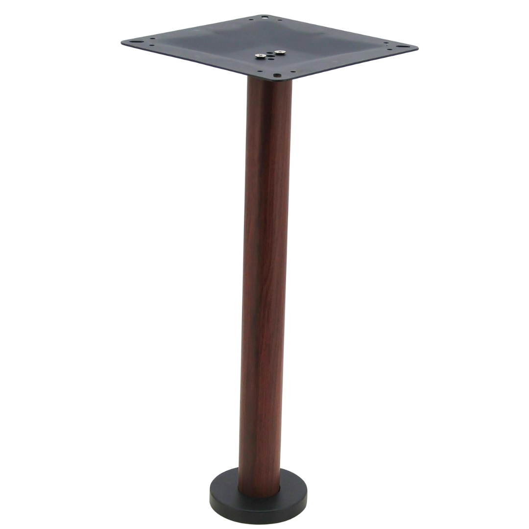 bolt in steel dining table base with round walnut finish pole
