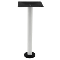 bolt in steel dining table base in gloss white with round pole