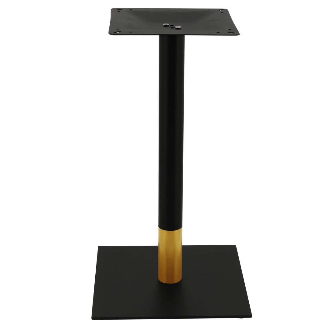 chicago dining table base in matte black with gold tip round pole