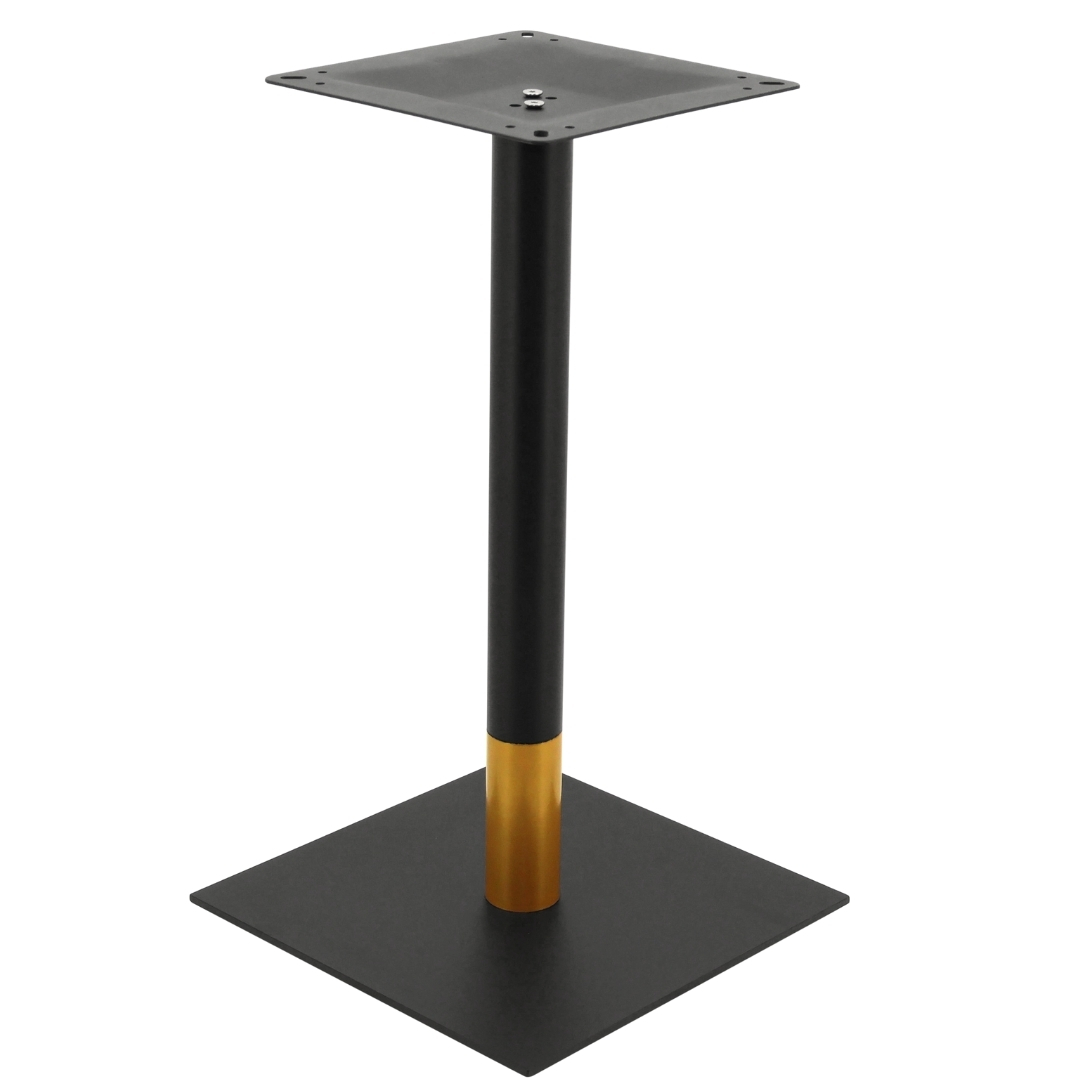chicago dining table base in matte black with gold tip round pole