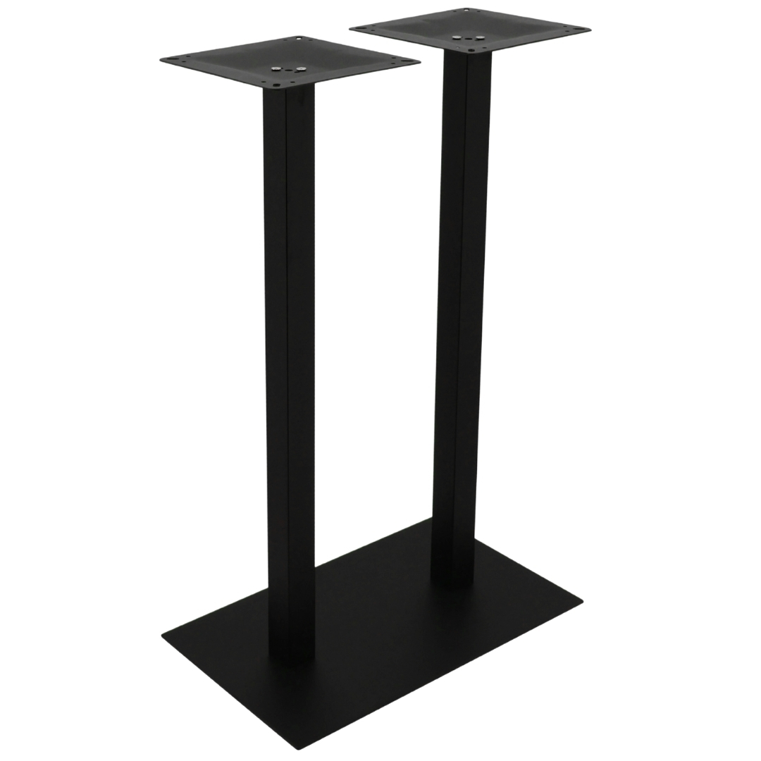 chicago twin bar table base in matte black with square pole