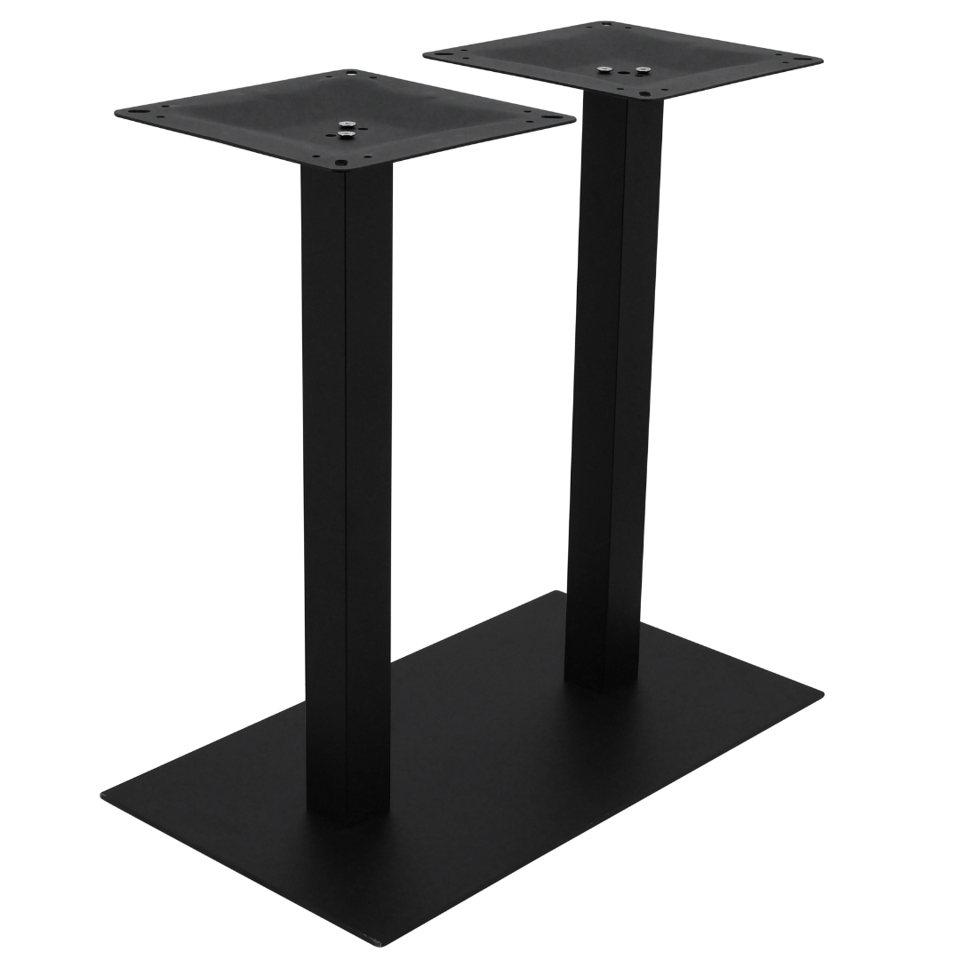 chicago twin dining table base in matte black with square pole