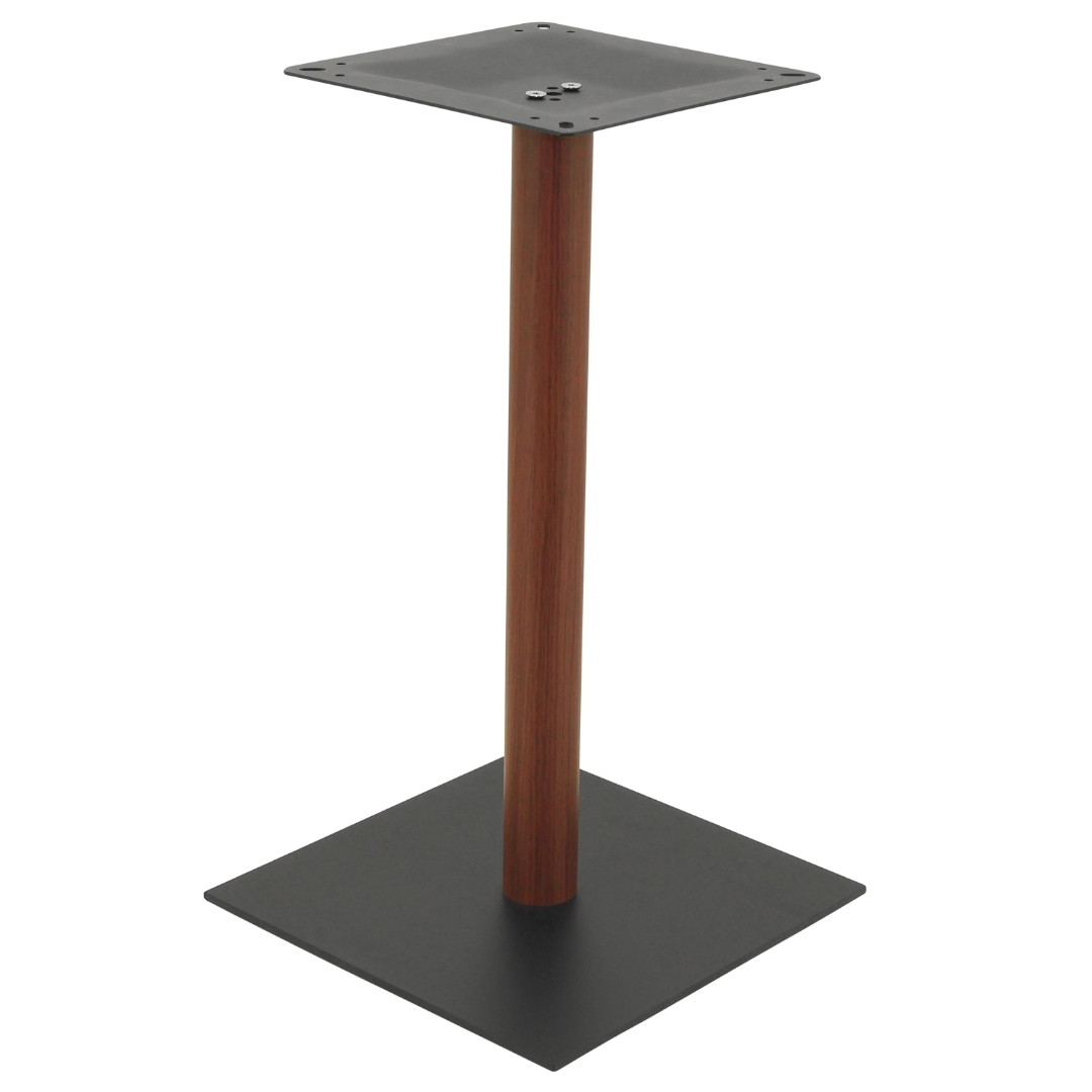 chicago dining table base in matte black with walnut finish round pole