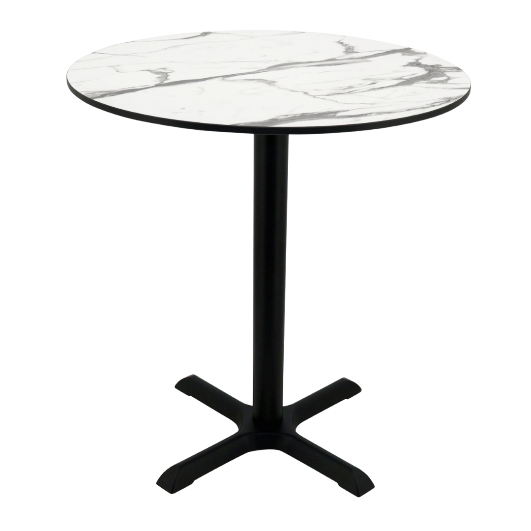 juliet marble round compact table top with black maxwell base 690mm