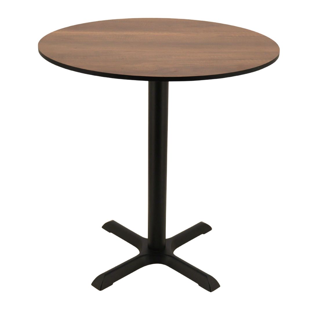 walnut compact round table top with black maxwell base