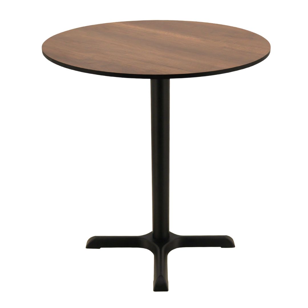 walnut compact round table top with black maxwell base