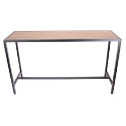 Aluminium Matte Black Bar Bench with Slatted Teak Top
