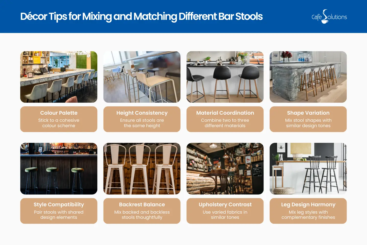 décor tips for mixing and matching different bar stools