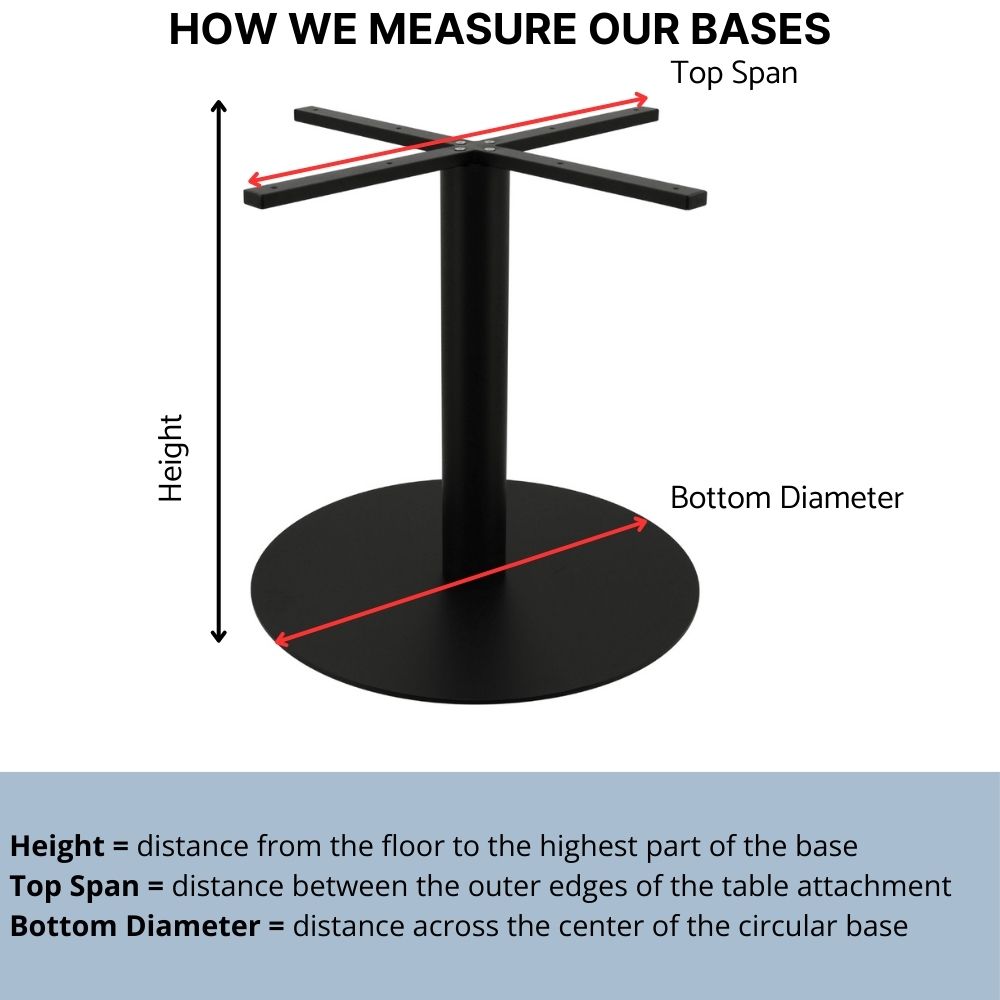 xl circular steel dining table base in matte black with round pole