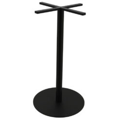 large circular steel bar table base in matte black with round pole
