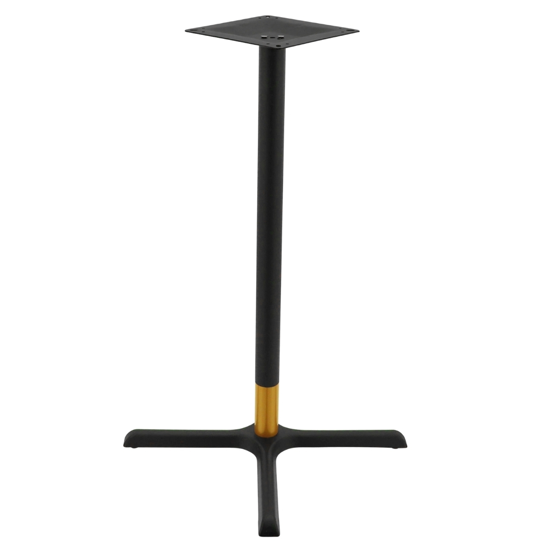 maxwell large bar table base in matte black with gold tip round pole