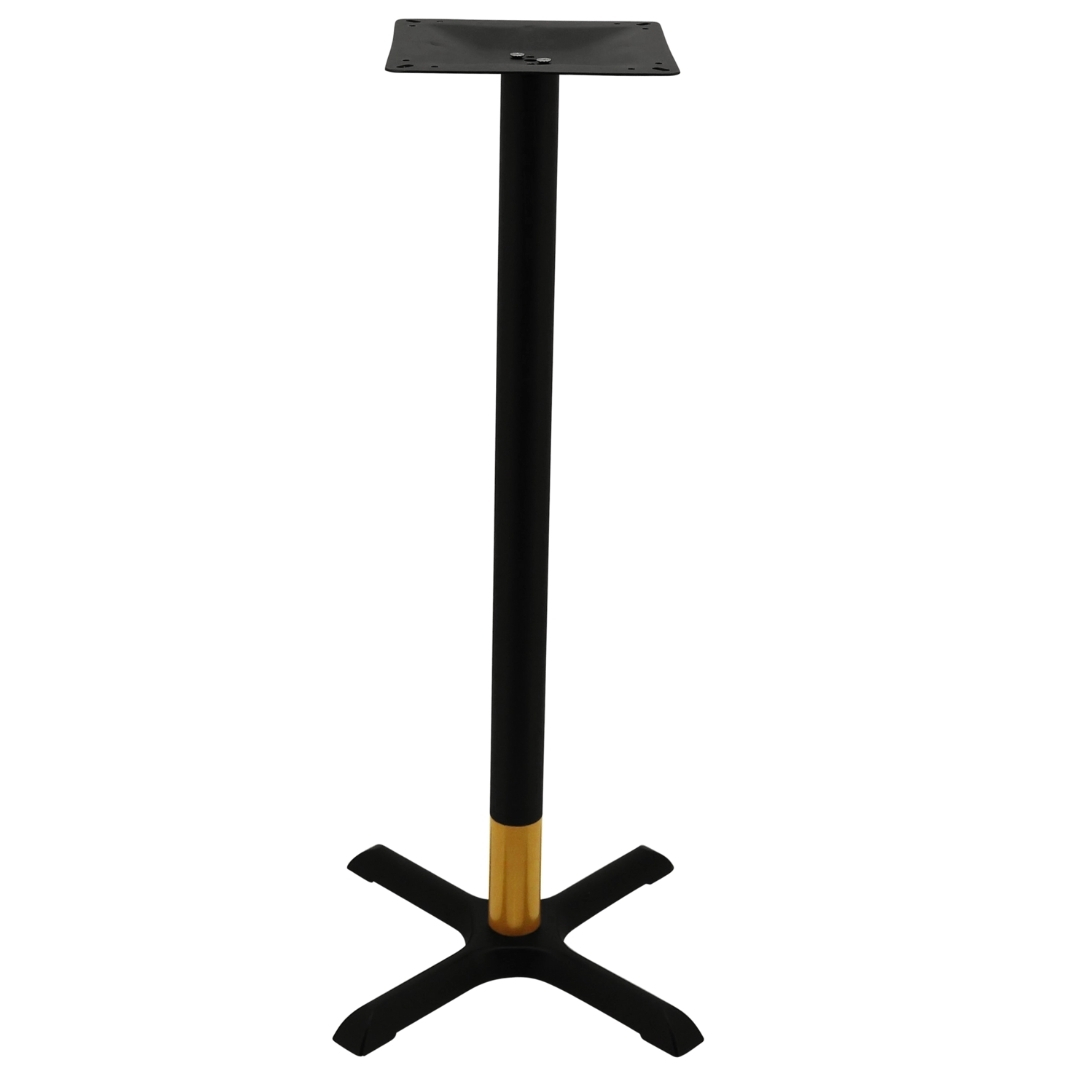 maxwell bar table base in matte black with gold tip round pole