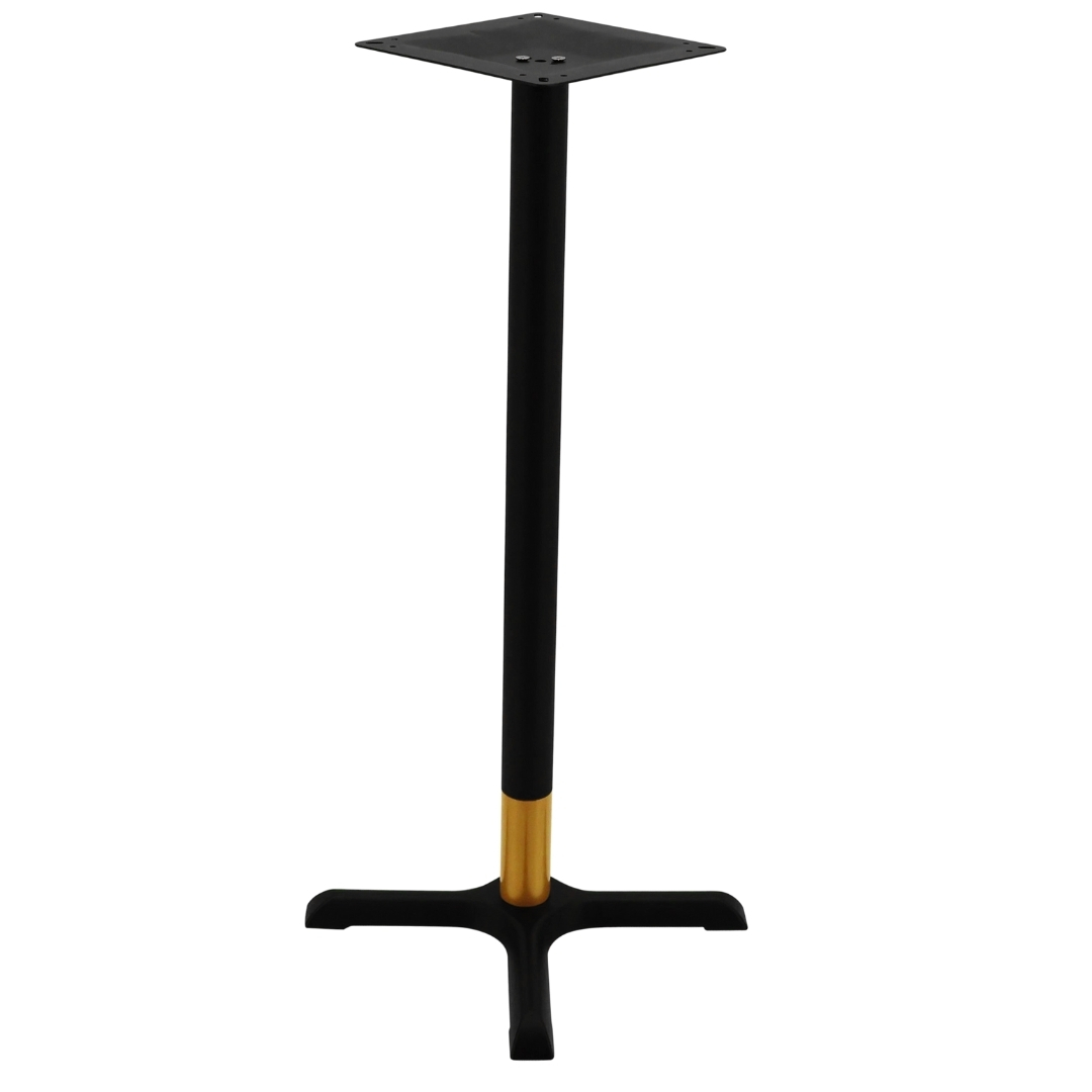 maxwell bar table base in matte black with gold tip round pole
