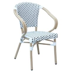parisian chair in white and black with arms light frame