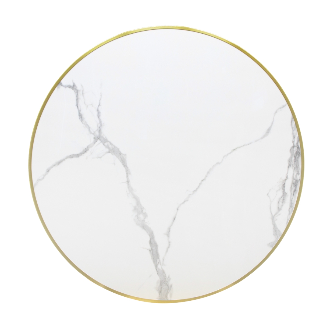 verona marble round gold trim porcelain table top with gold circular base