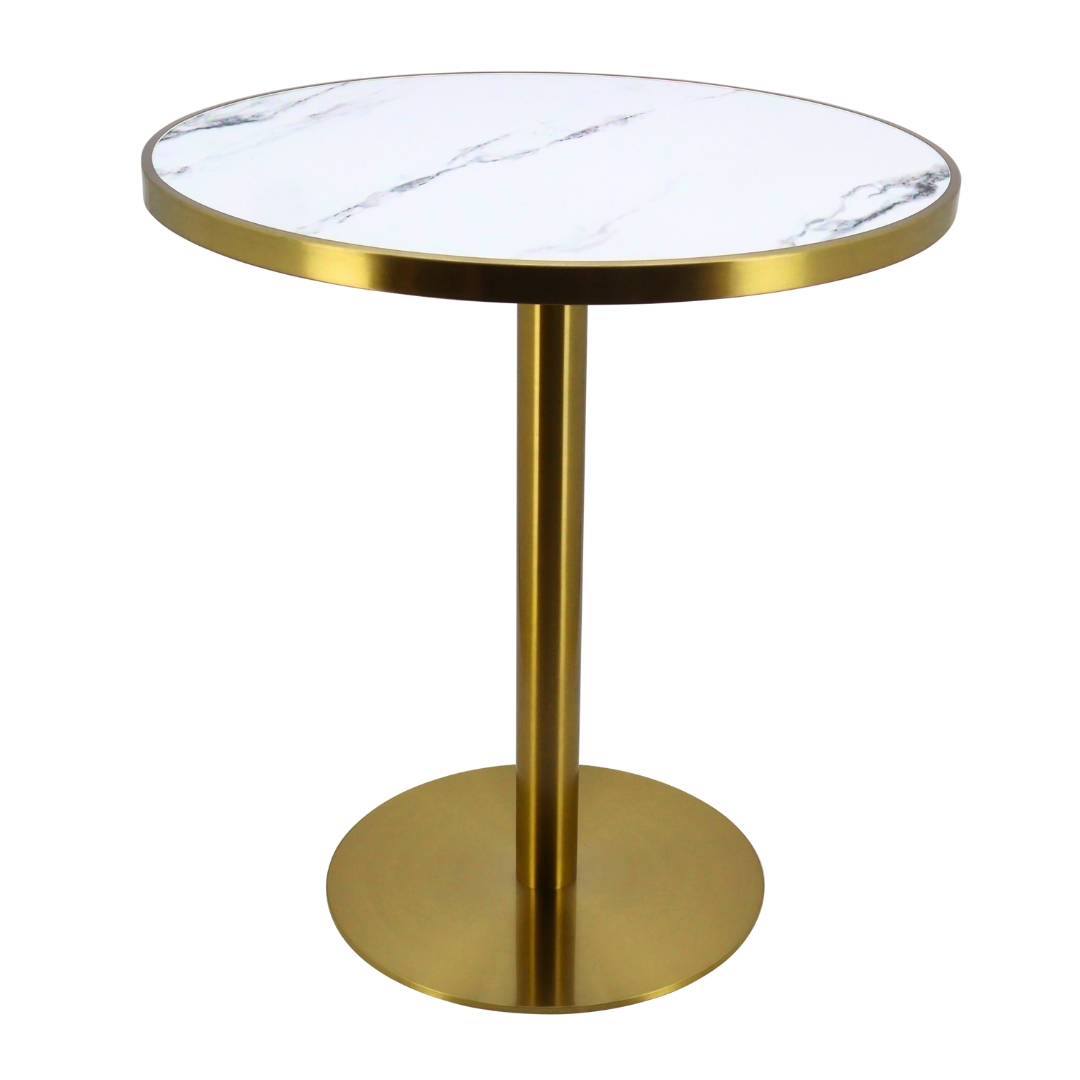 verona marble round gold trim porcelain table top with gold circular base