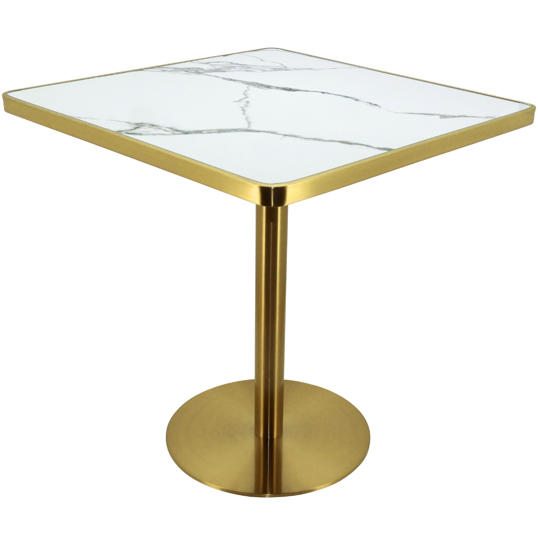 verona marble gold trim porcelain table top with gold circular base