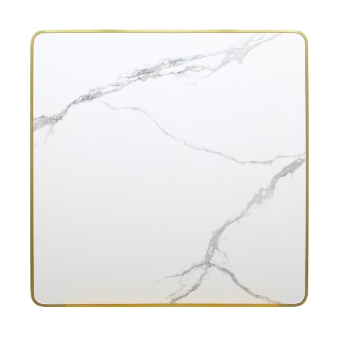 verona marble gold trim porcelain table top with gold circular base