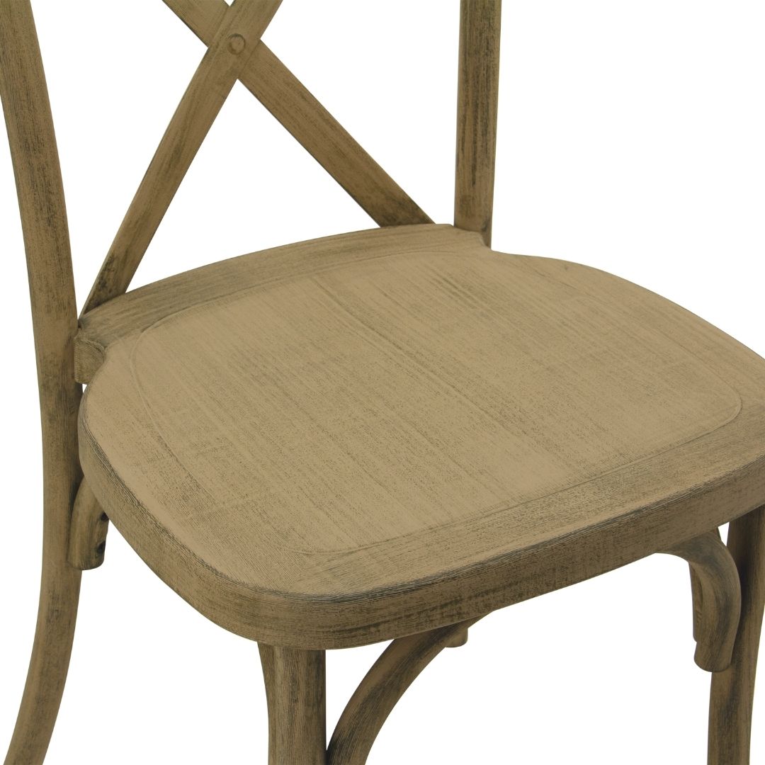 Resin Cross Back Chair with Blonde Oak Timber look - Image 3