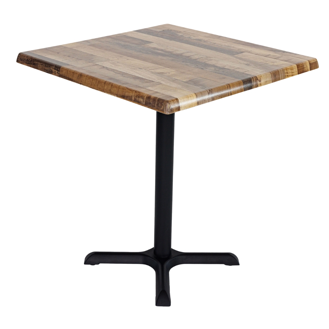 rustic maple isotop table top with black maxwell base
