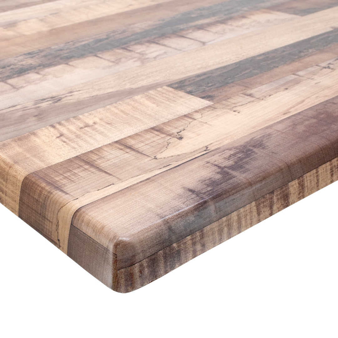 rustic maple isotop table top with black maxwell base
