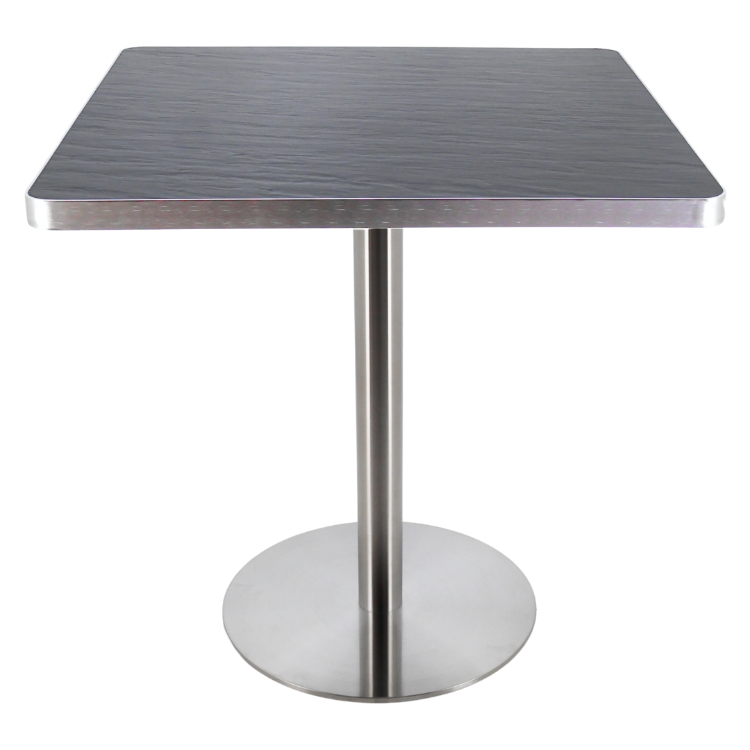 meteorite sintered stone table top with stainless steel circular base
