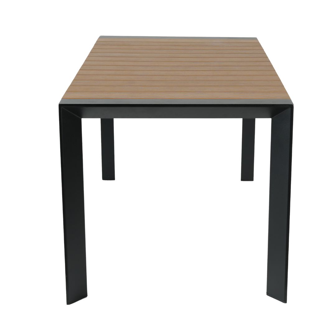 teak aluminium & polywood dining table in black 800 x 1500mm (pre order)